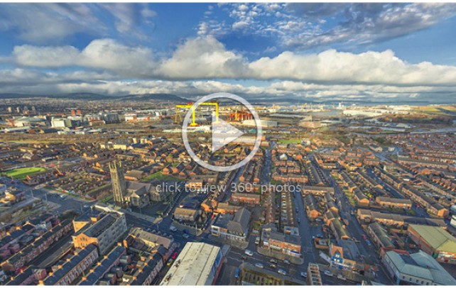 360° Aerial Photograph above East Belfast