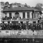 Crowds waiting to embark on the White Star tenders.